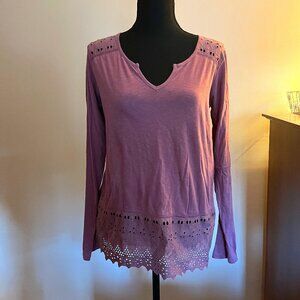 Mauve Lace Long Sleeve 100% Cotton Shirt